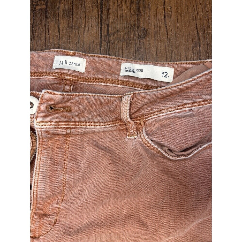 J.Jill Denim High Rise Cropped Women 12 Petite (12P) Rust Color Capri Stretch - Picture 12 of 13